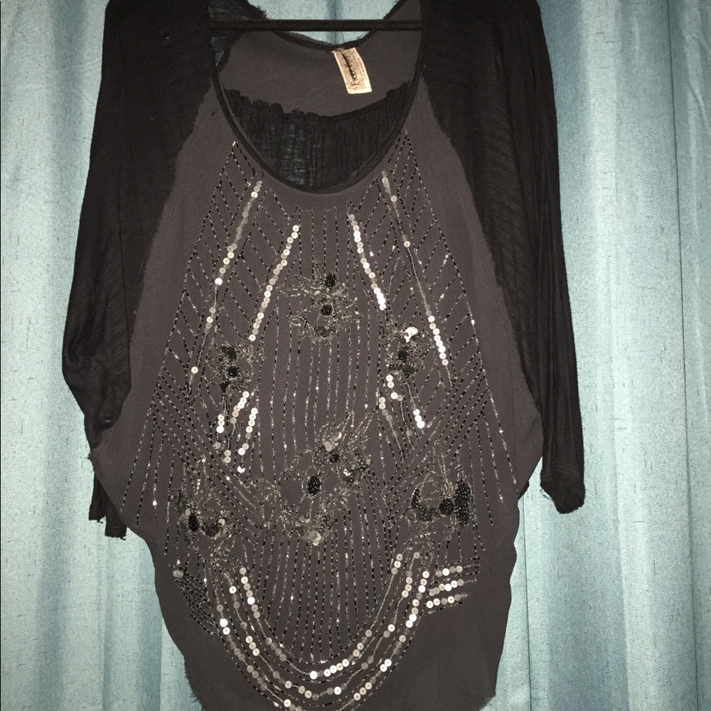 Free people tunic top with sequins and beads